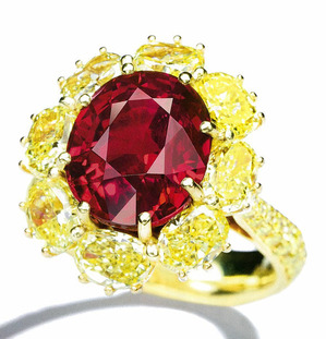 351 Ruby 8.11cts Yellow Diamond Ring