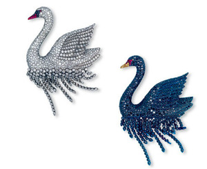 3646 Pair of Swan Brooches